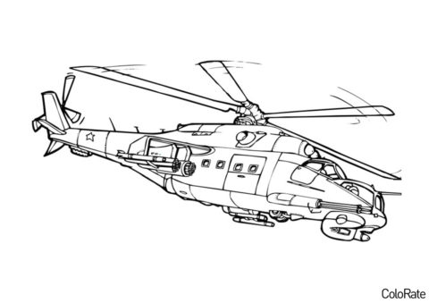 Военный вертолет раскраска распечатать и скачать - Вертолеты