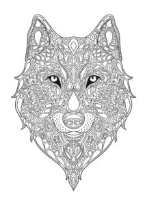 Волчья голова антистресс распечатать разукрашку бесплатно - Волки