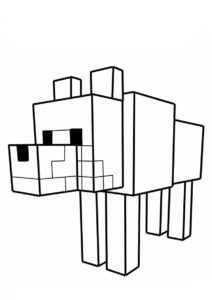 Волк Minecraft - Майнкрафт раскраска распечатать на А4