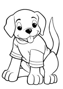 Забавный щенок в футболке (Собаки и щенки) распечатать бесплатную раскраску