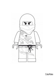 Бесплатная раскраска Зейн в кофте с драконом - LEGO Ниндзяго
